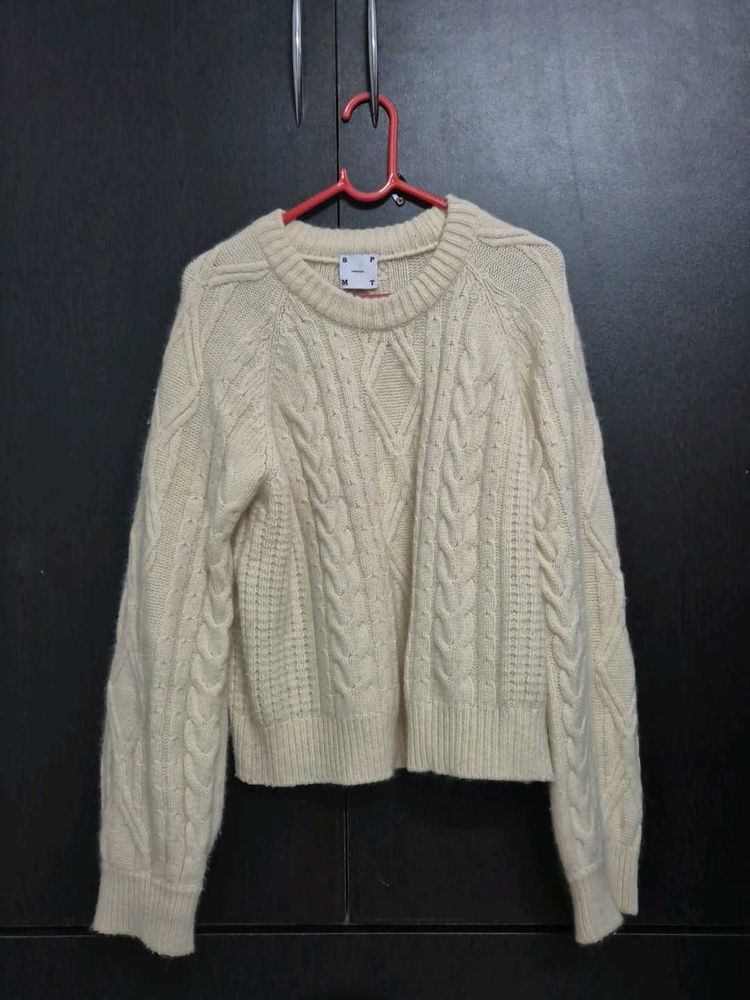 Cream Cable Knit Sweater