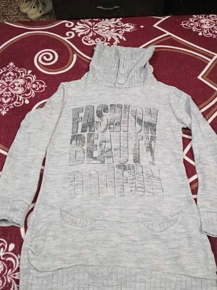 Grey Fashion Print knit top