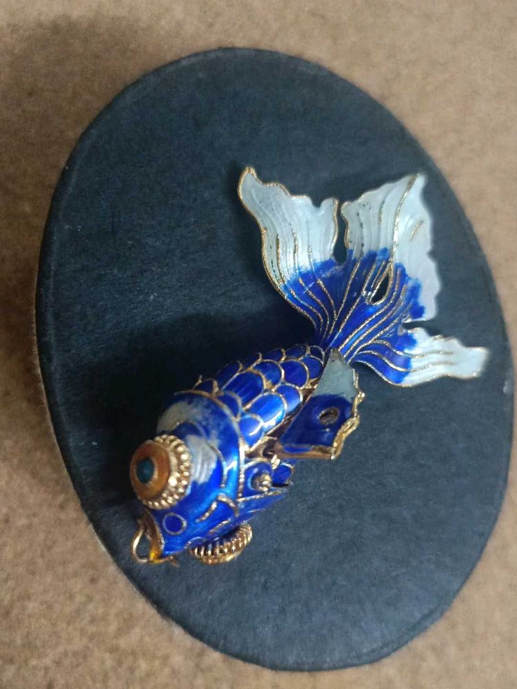 Vintage Enamel Goldfish Pendent
