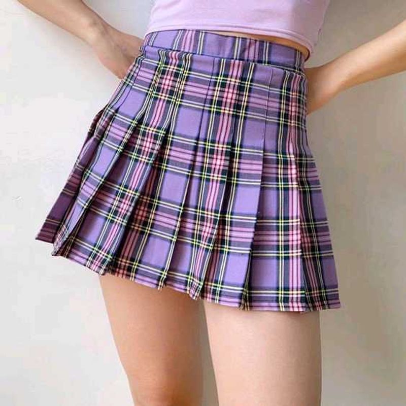 Korean Pleated Purple Skirt