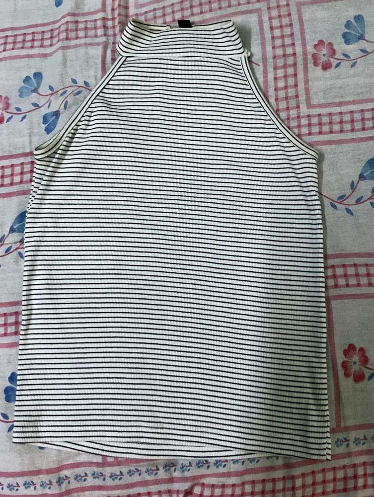 Striped Mock Neck Tank Top