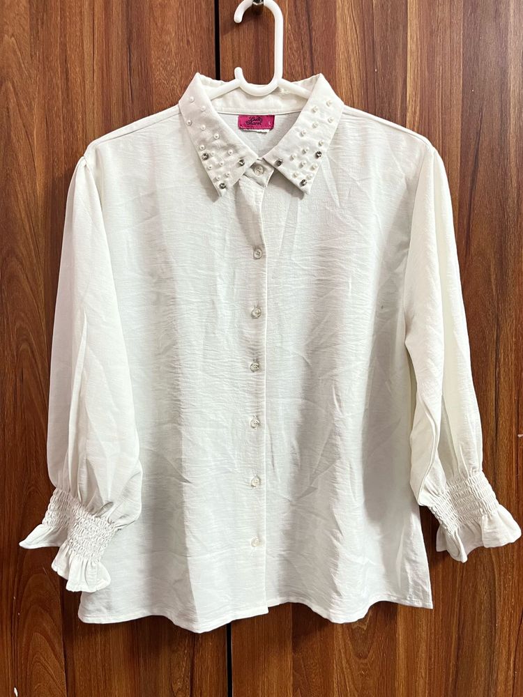 White Beads And Stone Shirt
