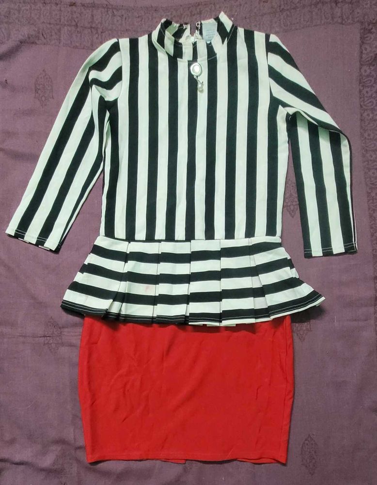 Striped Peplum Party Dress