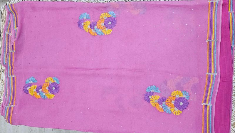 Pink Embroidered Dupatta