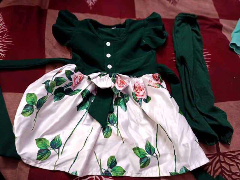Floral Dress with Leggings Set