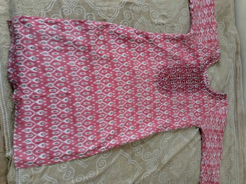 Pink Patterned Kurti