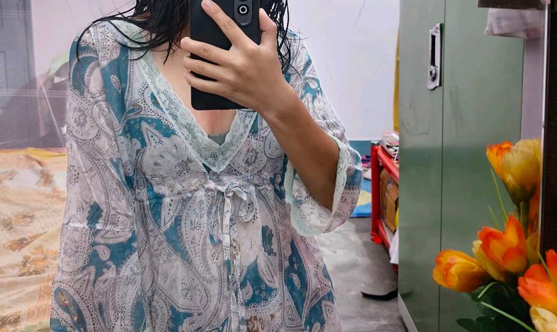 V Neck See Through Lace Dress