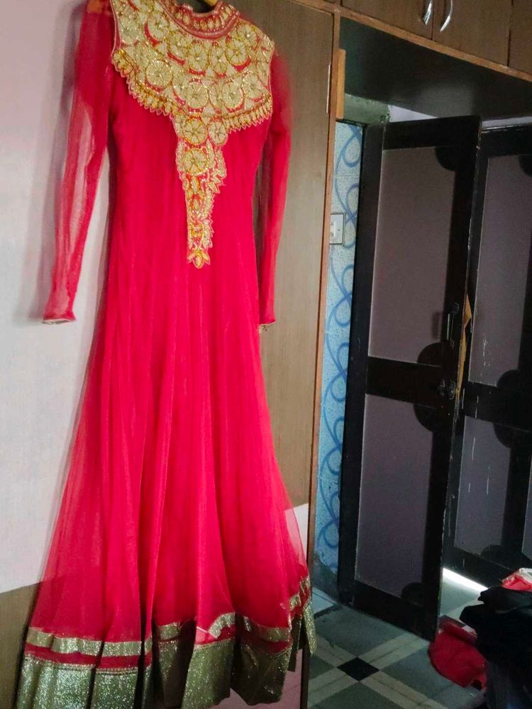 Elegant Red &amp; Gold Anarkali