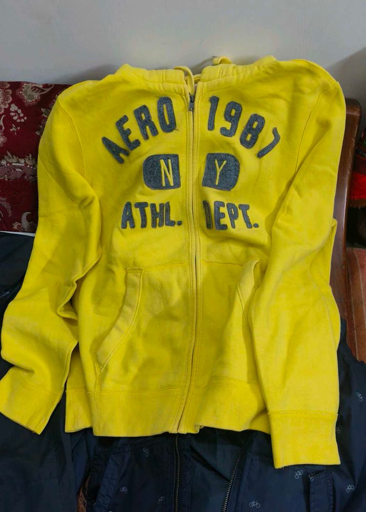 AERO 1987 Yellow Zip-Up Hoodie