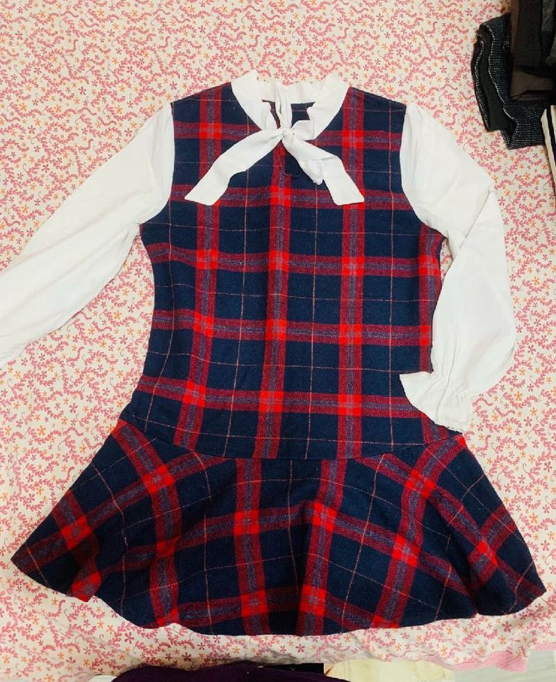 Red Plaid Drop Waist Dress and pink dres