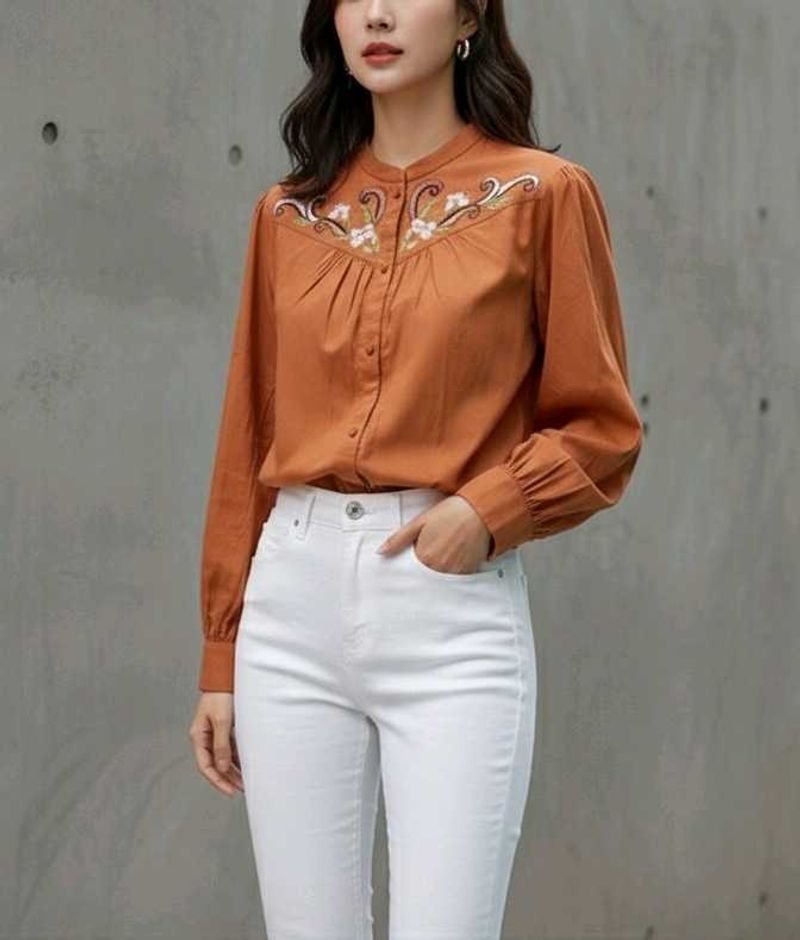 🇦🇮Vintage Embroidery Button Up Blouse Top