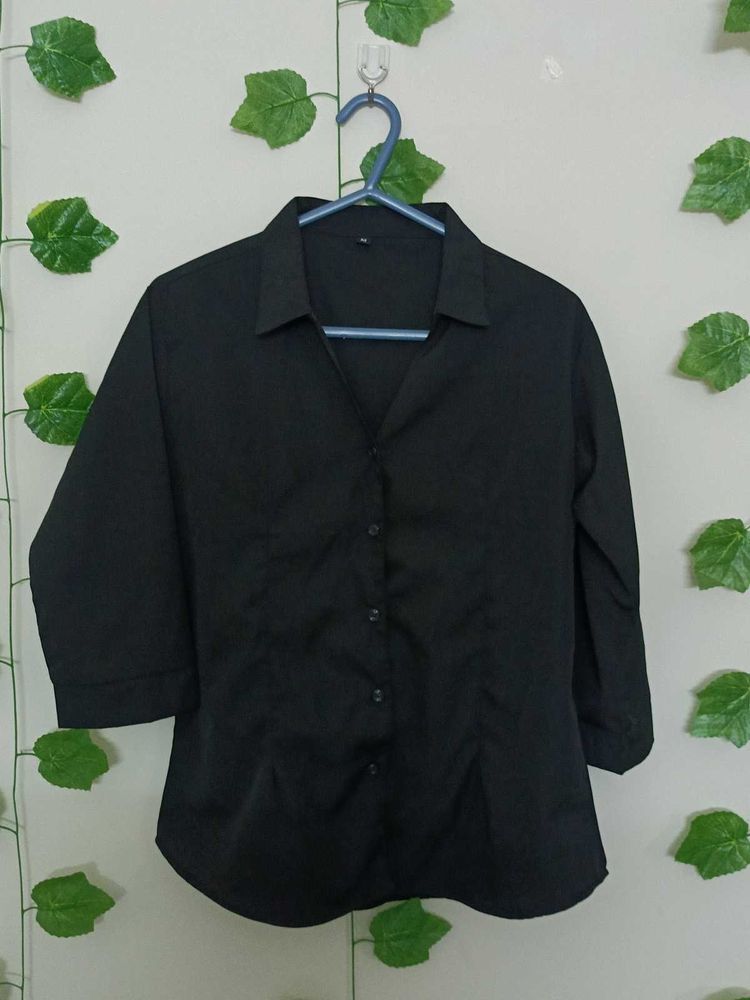FITTED FULL SLEEVE SHIRT BLACK