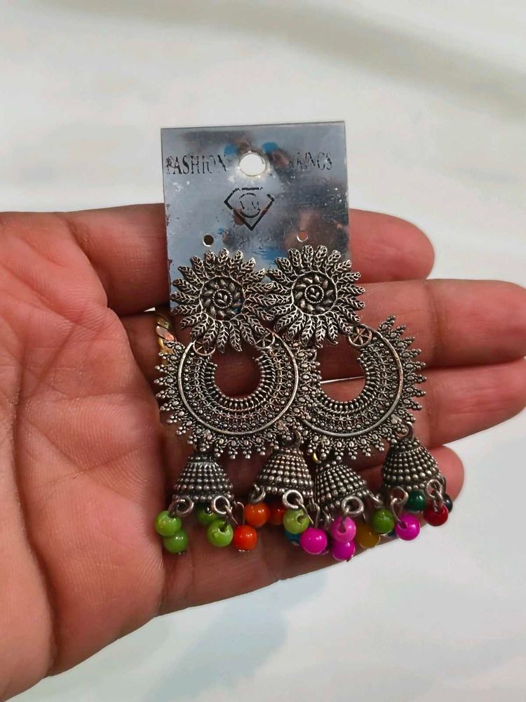 Oxidized Jhumka Earrings