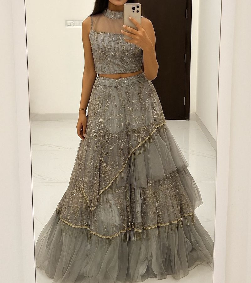 10m Skirt Grey Lehenga