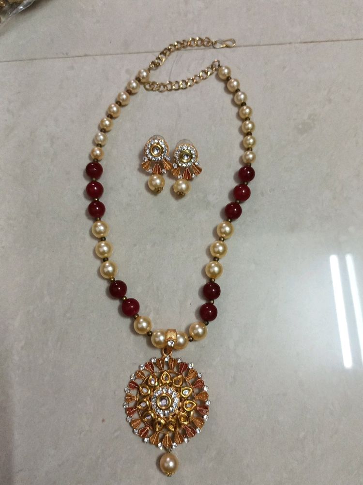 Maroon Colour Moti Set