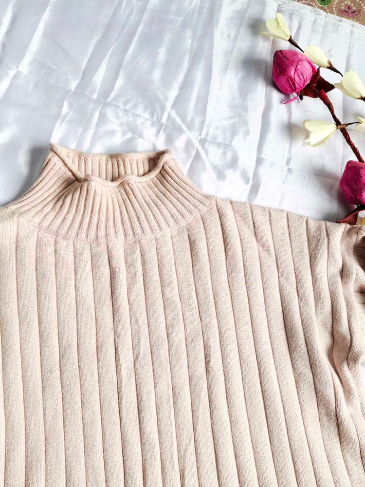 Ribbed Knit Turtleneck Sweater