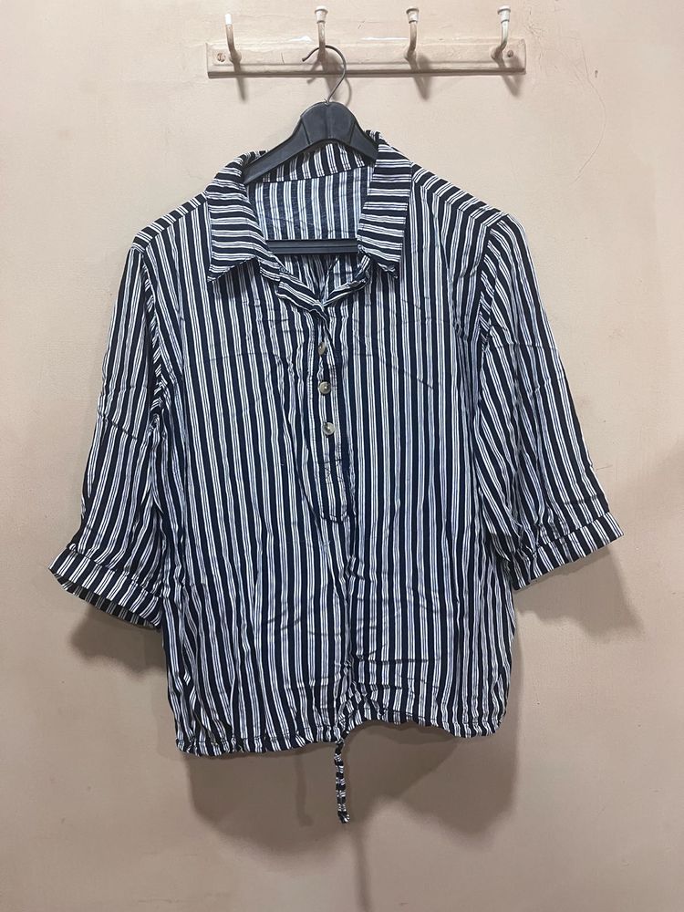 Striped Cinched Blouse