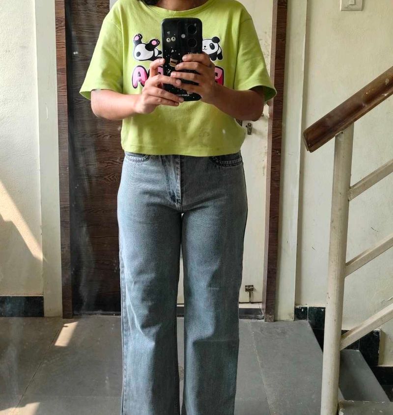 Grey Coloured Straight Pant
