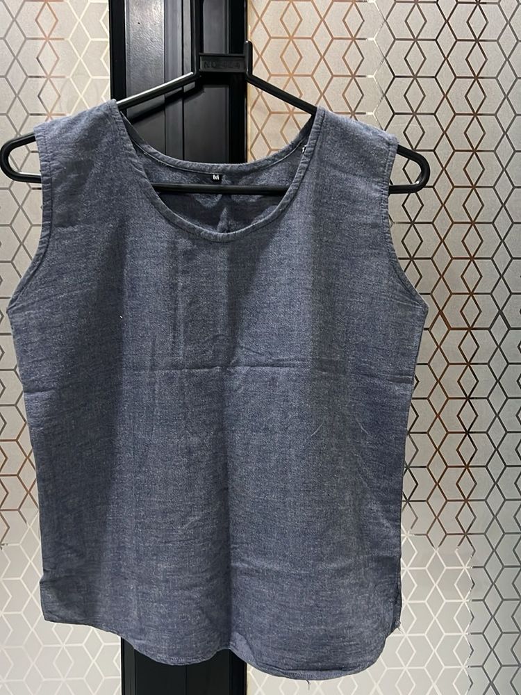 Blue Sleeveless Tank Top