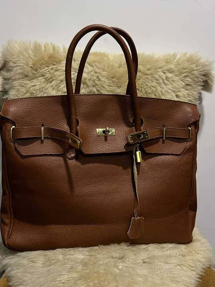 Borse In Pelle Brown Leather Tote Bag