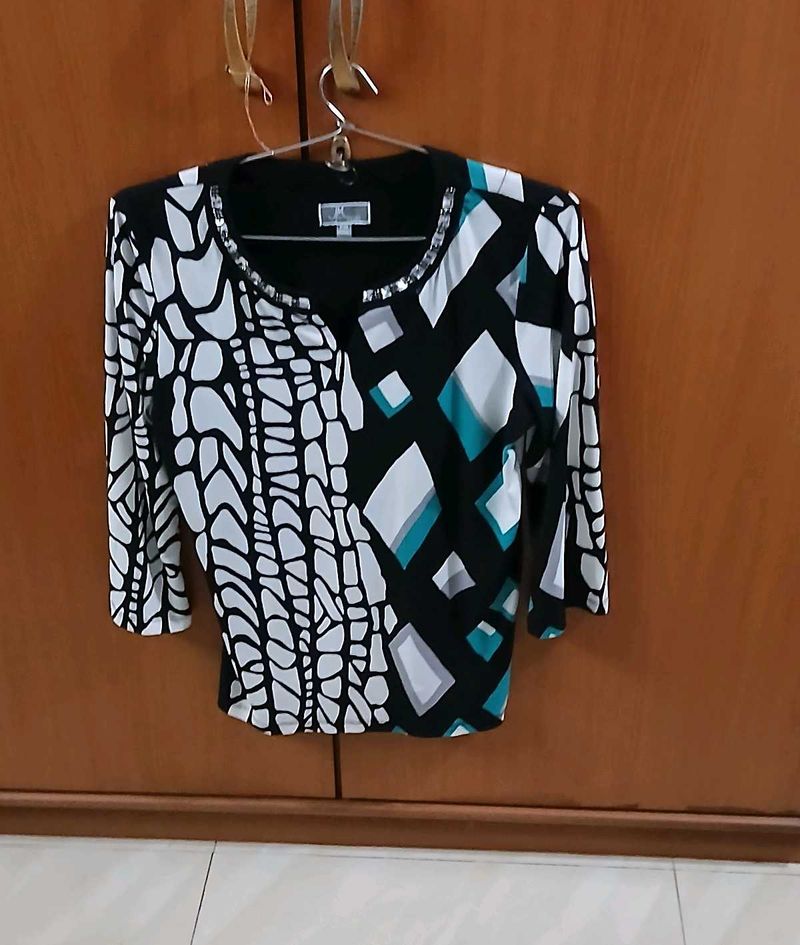 Patterned Embellished Top - M Size