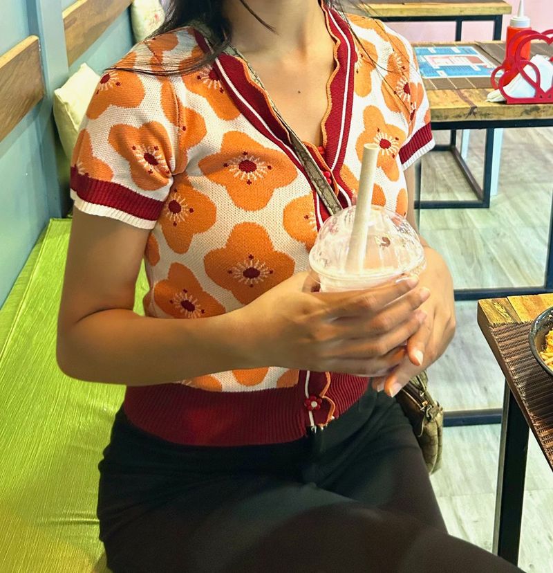 Retro Floral Knit Cardigan