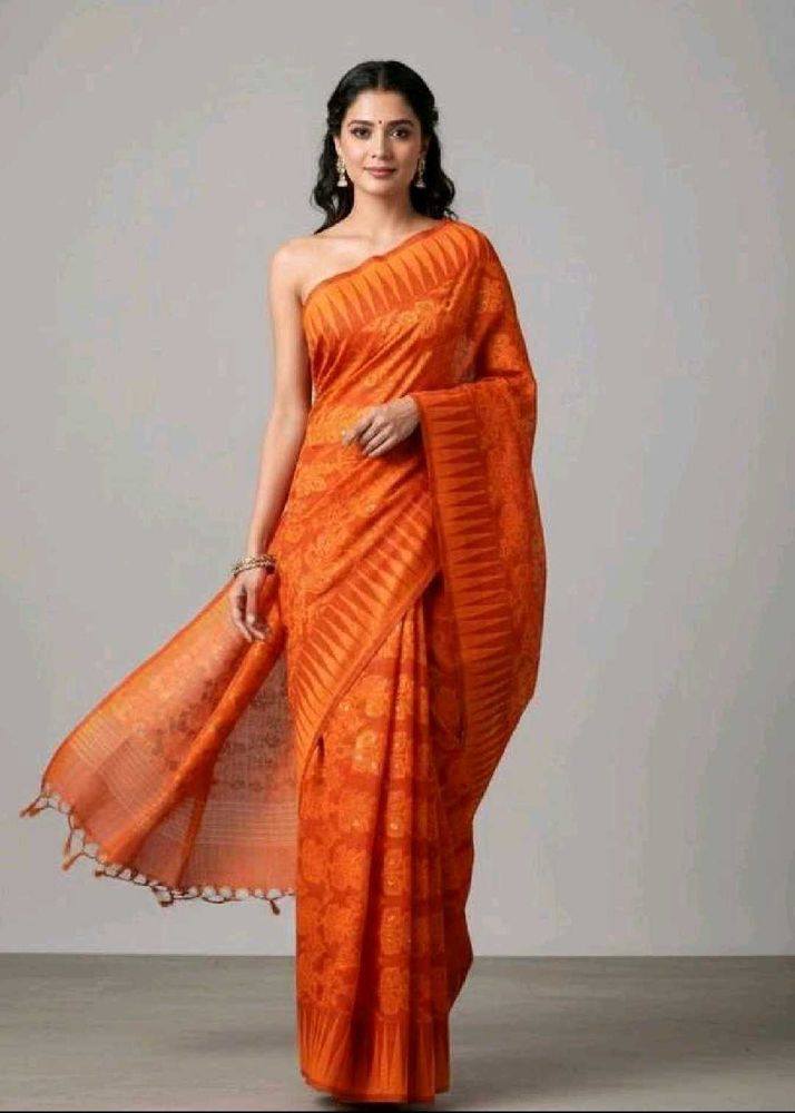 unused Elegant Orange Saree