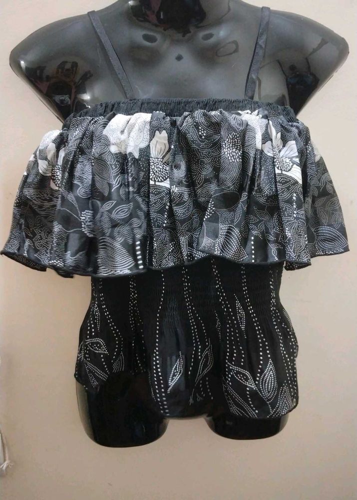 Korean Floral Off-Shoulder Summer Top