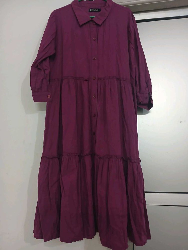 Purple Tiered Maxi Dress, Size Large