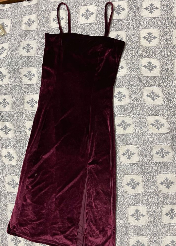 Burgundy Velvet Mini Dress