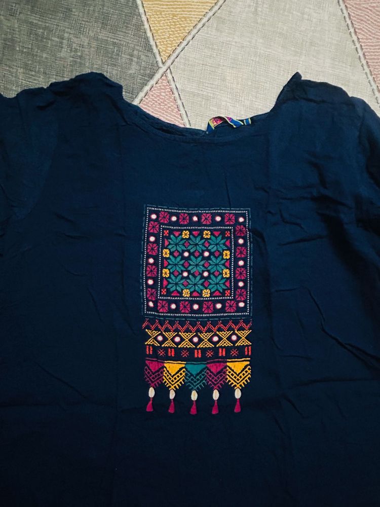 Beautiful Print Navy Blue Top