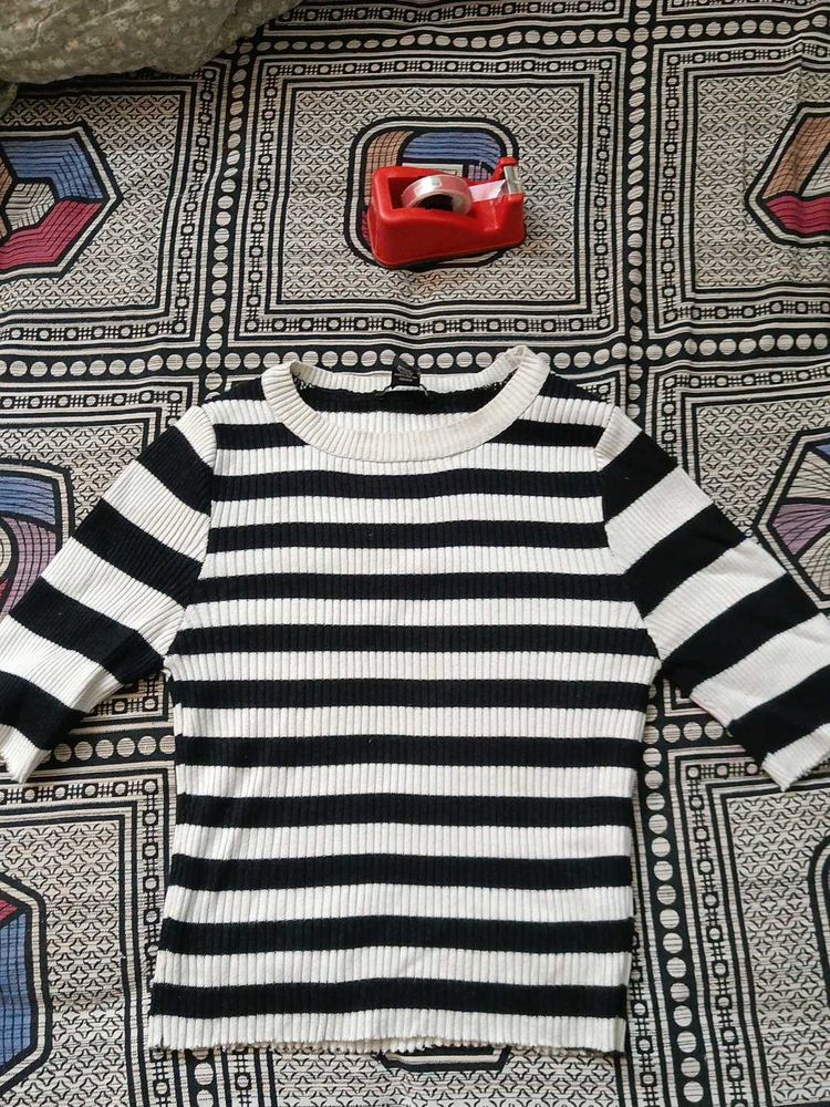 Striped Knit Crop Top