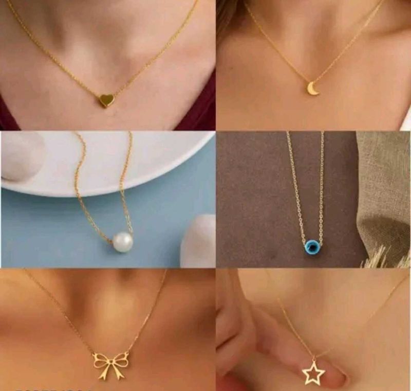 Gold Pendant chain set of 6