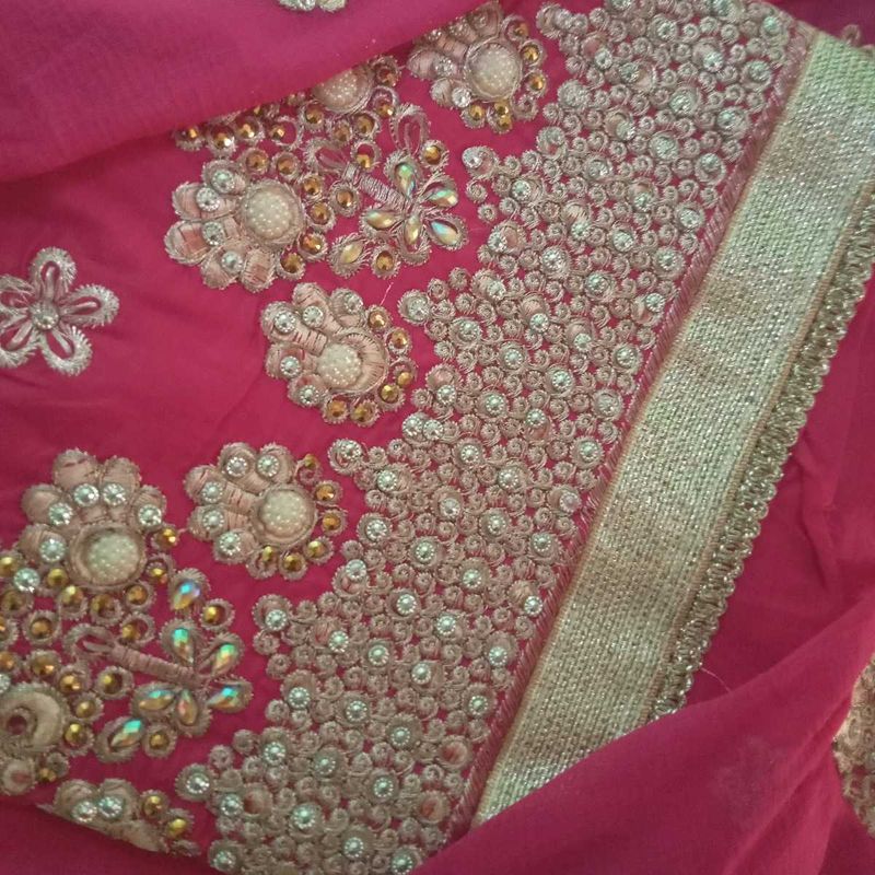 Unstitched Rose Pink Suit,salwar With Dupatta