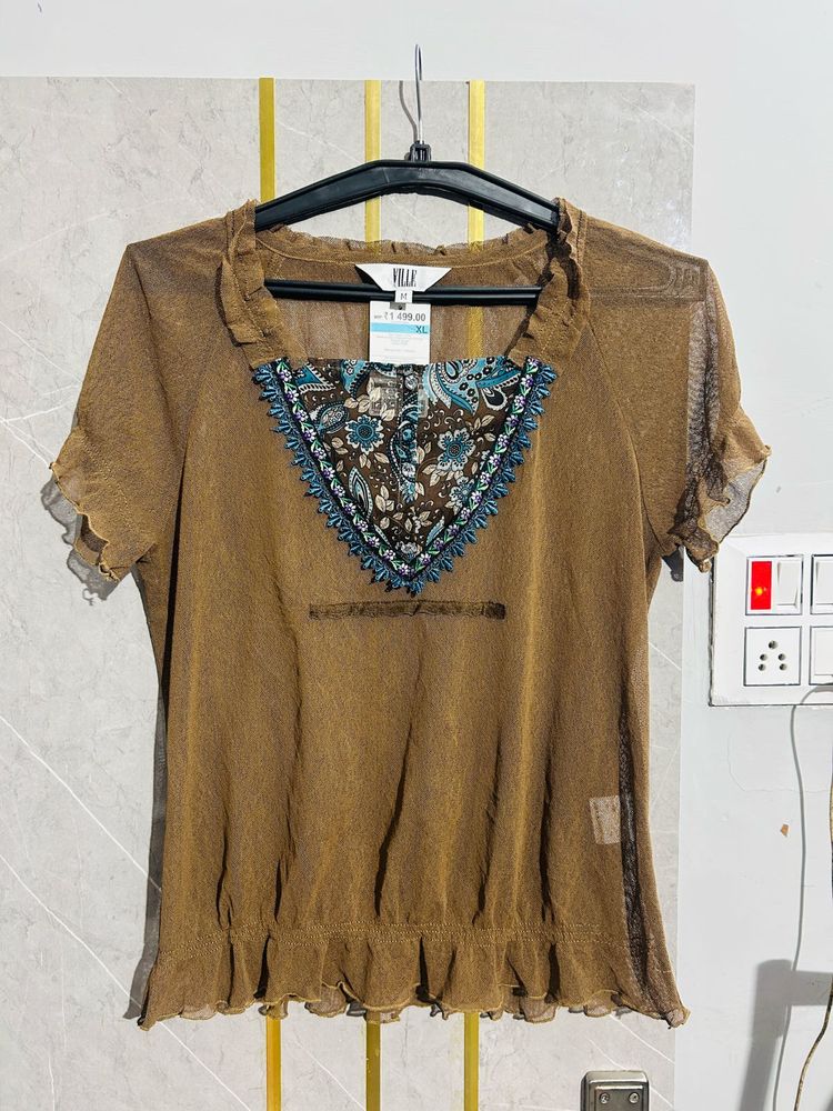 Brown Sheer Top