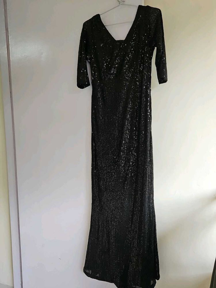 Sparkling Black Sequin Gown