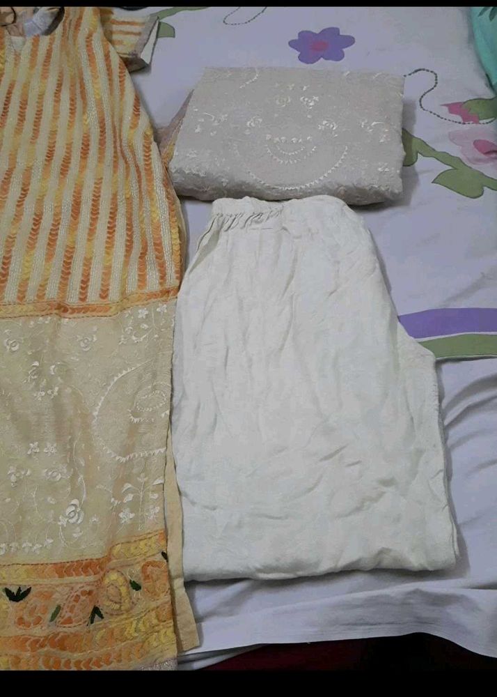 Lucknow Chikankari Kurta Dupatta Pant Set