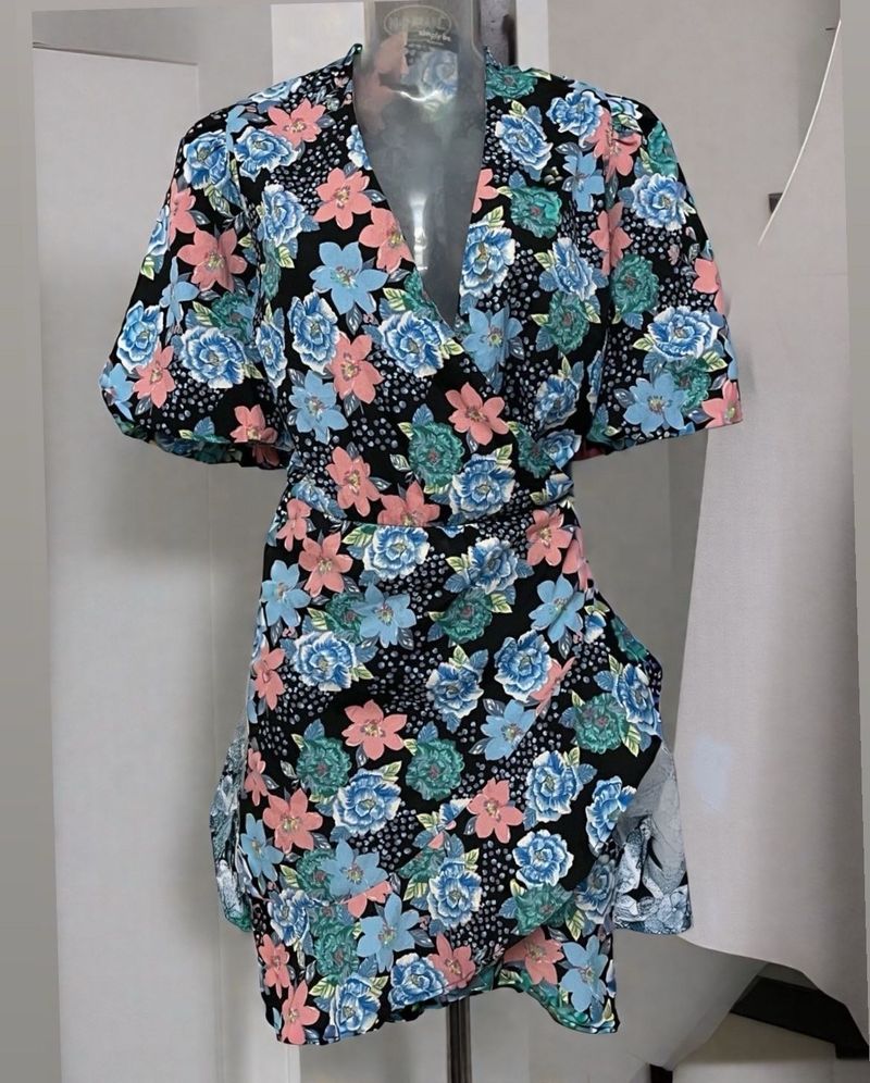Plus Size Floral Wrap Dress