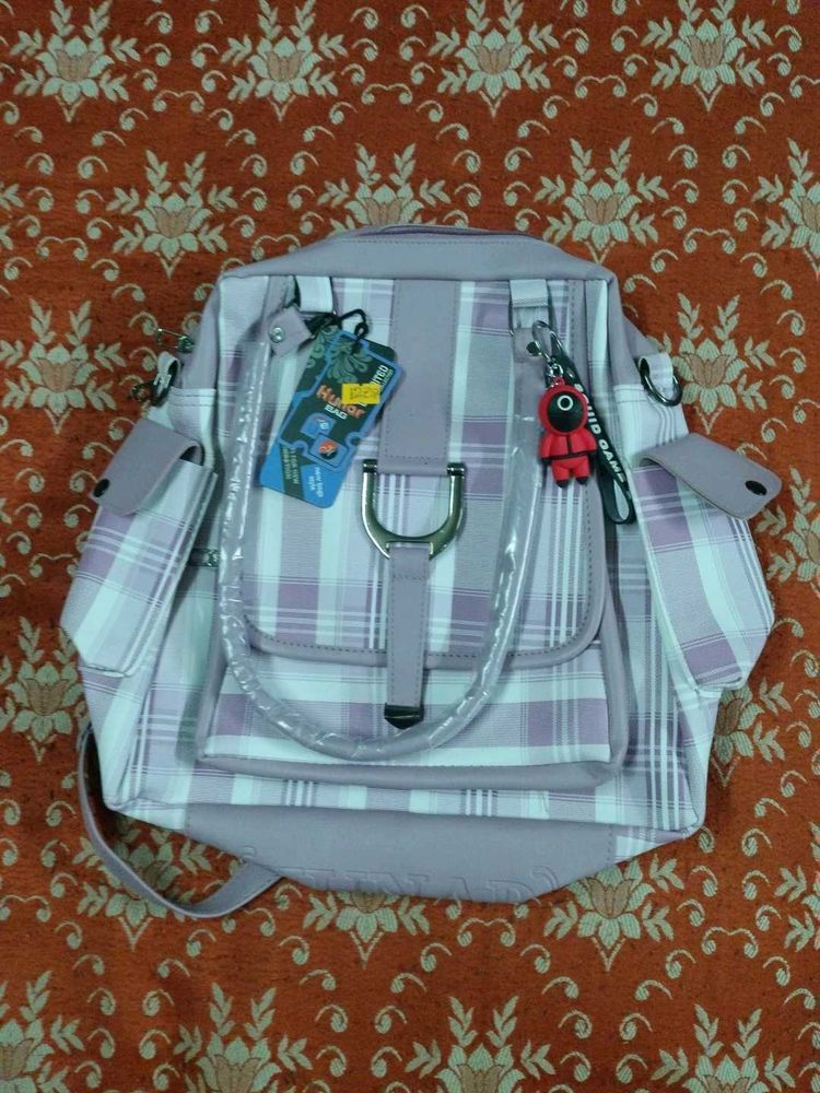 2 in 1 Stylish Plaid Backpack
