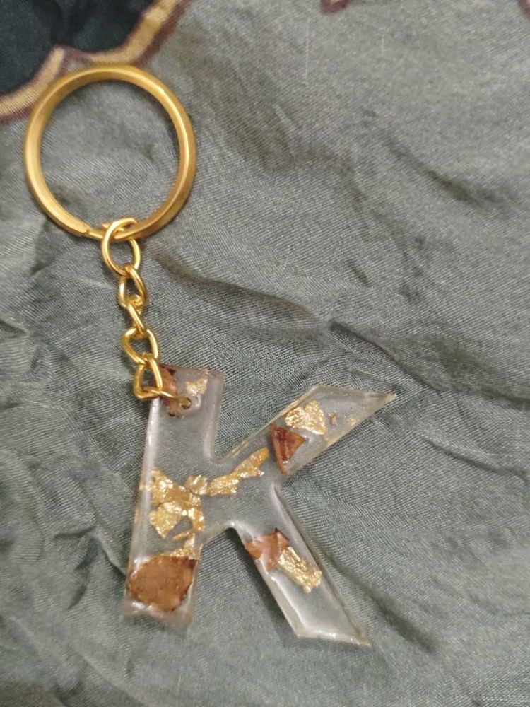 Resin Initial &#39;K&#39; Keychain