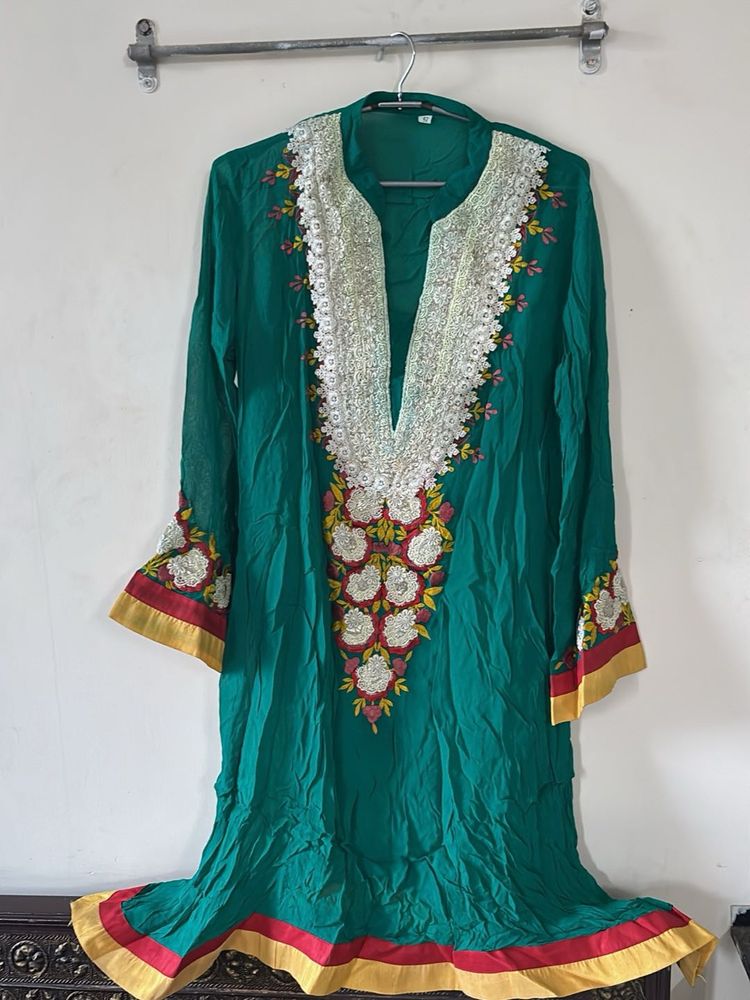Kashmiri Green Embroidered Kurta