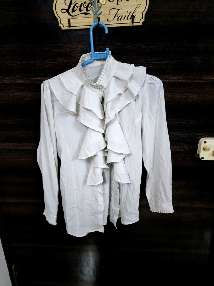 Ruffled White Top