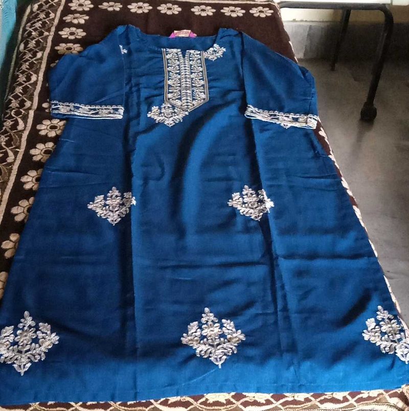 Blue Embroidered Dress