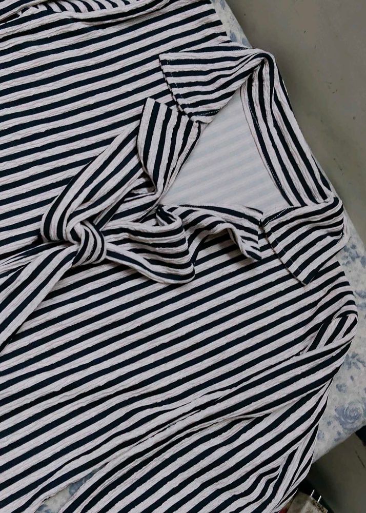 Striped Tie-Front Top