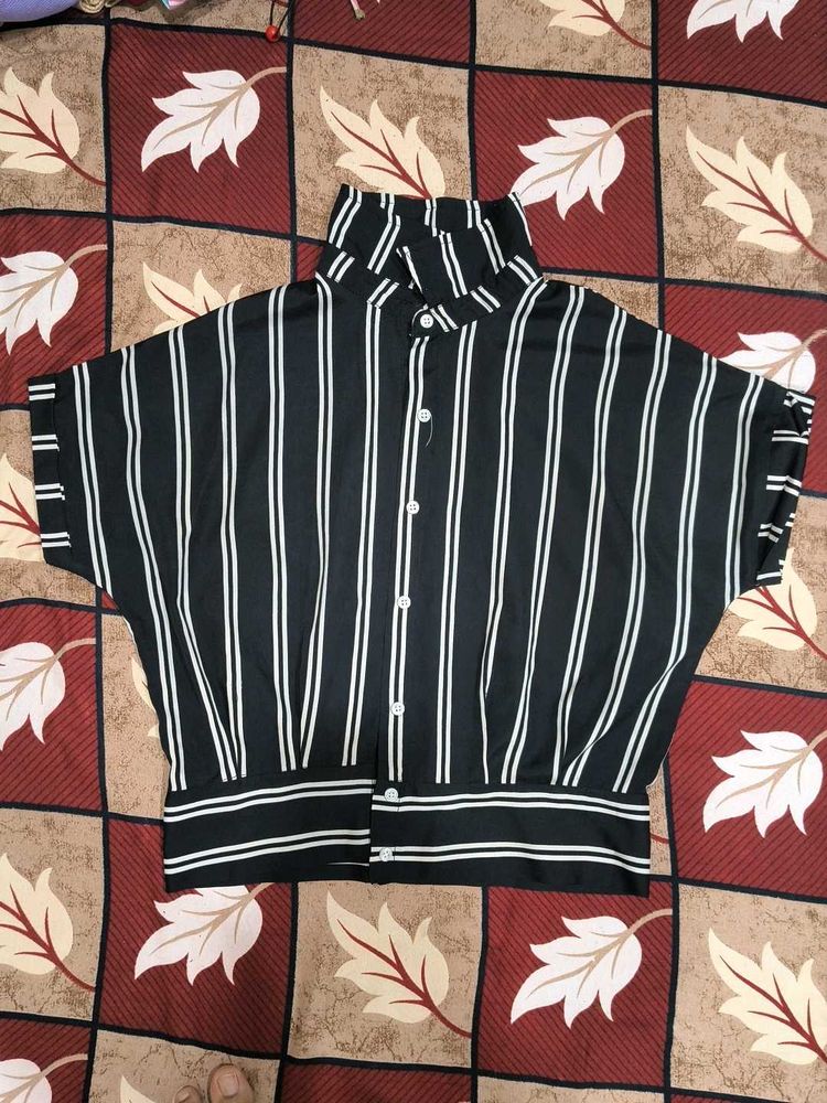 Striped High Neck Top