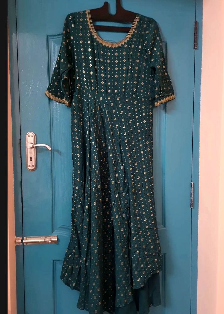 Emerald Green &amp; Gold Anarkali