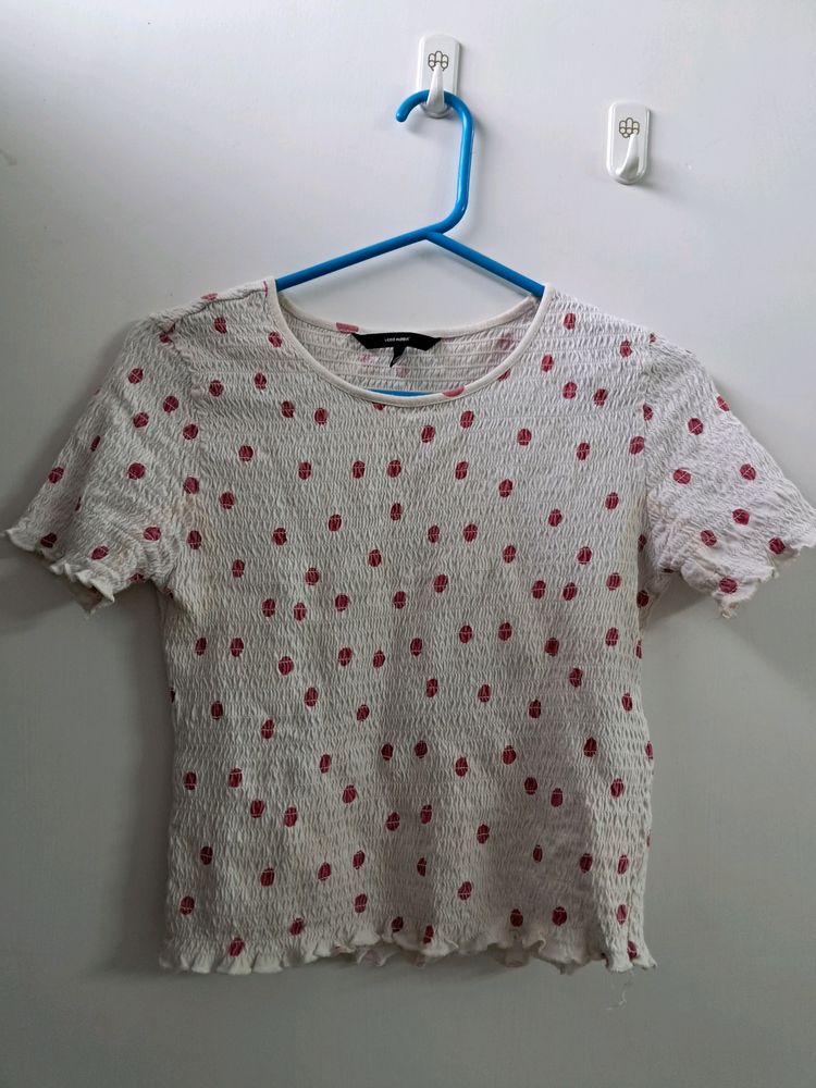 VERO MODA Ruched Polka Dots Top