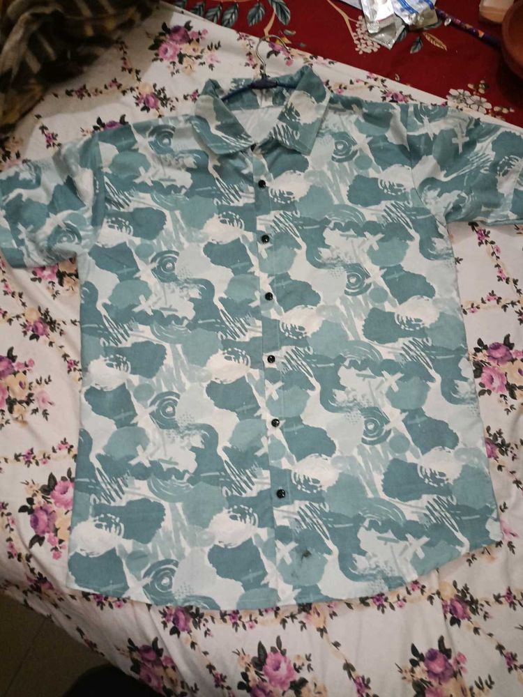 Abstract Print Button Down Shirt