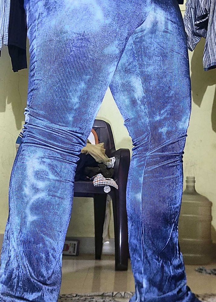 Shain Blue Tie-Dye Ribbed Flared Pants