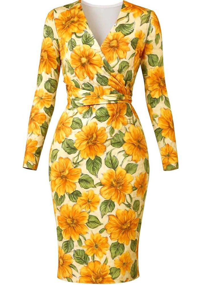 Sunlit Bloom Bodycon Midi Dress